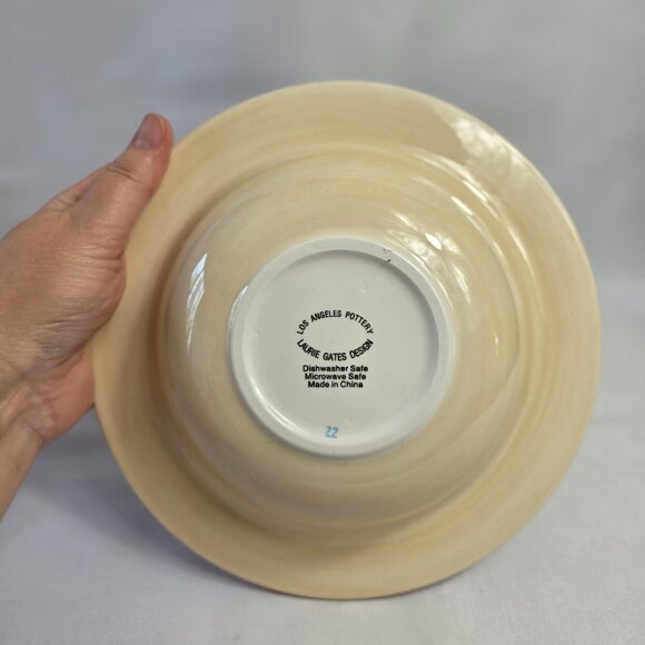 Los Angeles Pottery Laurie Gates Holiday Soup Bowl Green & Red Holly & Plaid - Picture 15 of 15